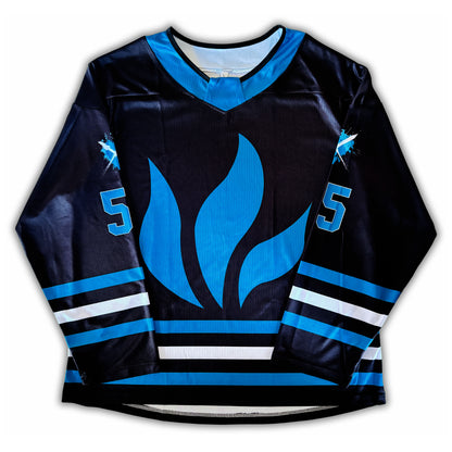 Flame Hockey Jersey (Blue #55)