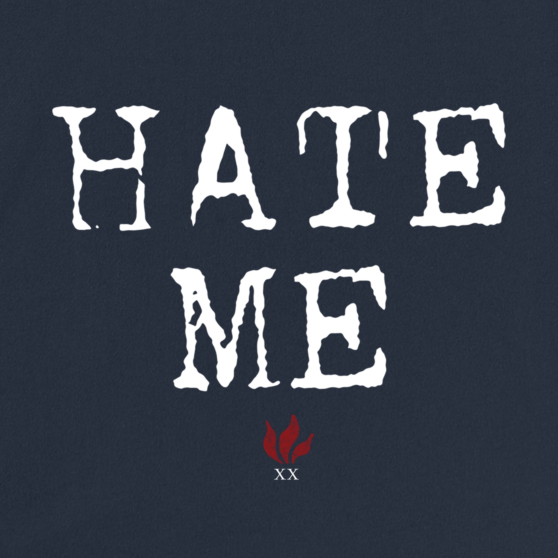 Navy Hate Me graphics close up.