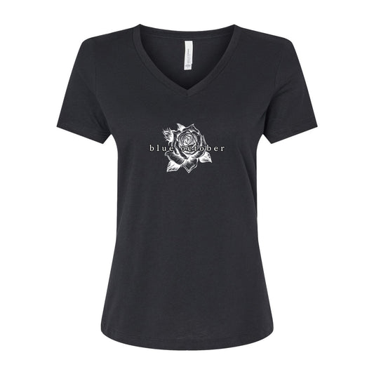 Rose V-neck Ladies Tee