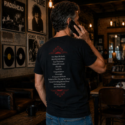 Back view of a guy in the Blue October Broken Man T-shirt.