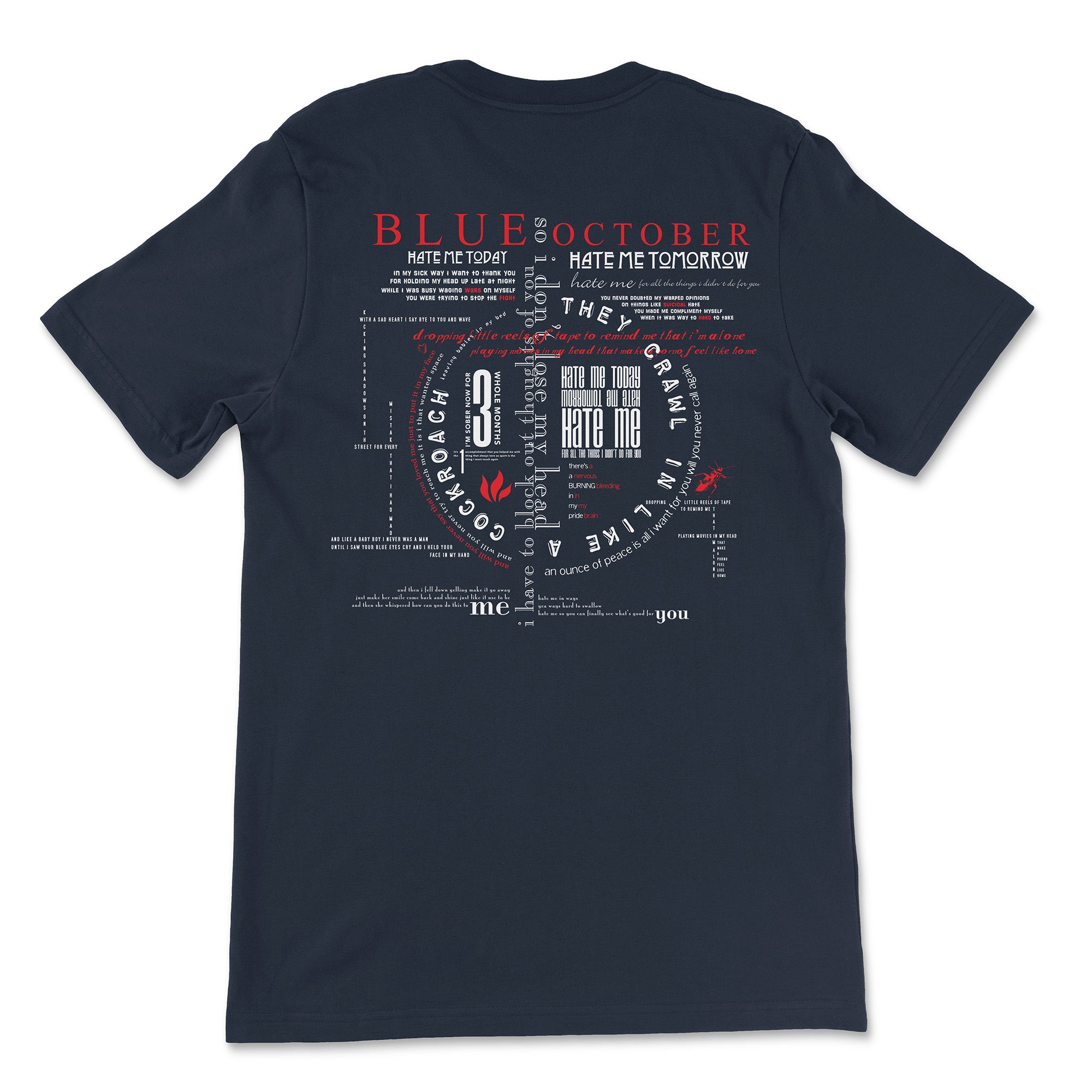 Blue October Foiled 20th Anniversary Navy Hate Me Tee – Blue