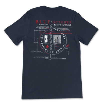 Navy Hate Me Tee back with full song lyrics in white & red.