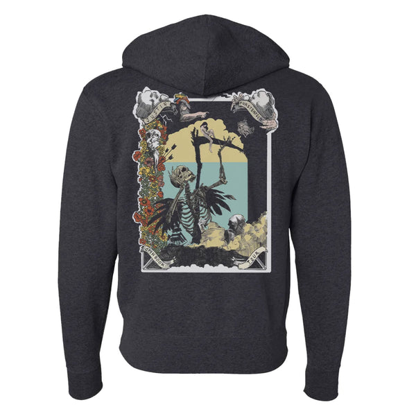 Justin Furstenfeld - Open Book Skull Lightweight Zip Hoodie – Blue