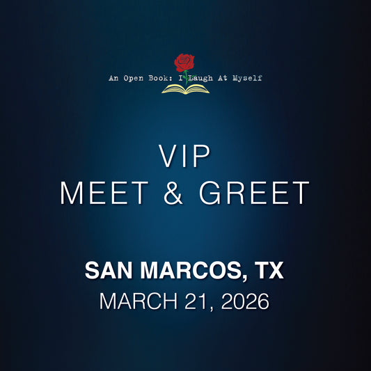 VIP meet and greet invitation with event details on a dark blue background